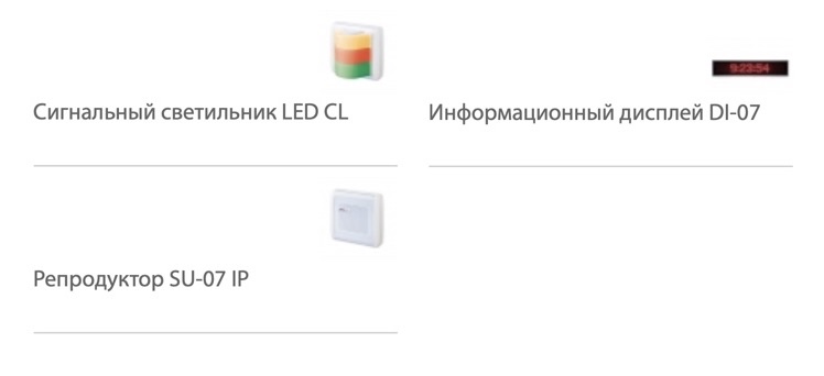 Сигнальные светильники, дисплей и репродуктор